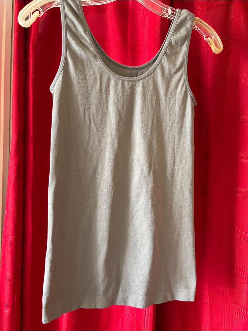 Isaac Mizrahi Live Missy Sage Gray Tank Top with Pink Logo